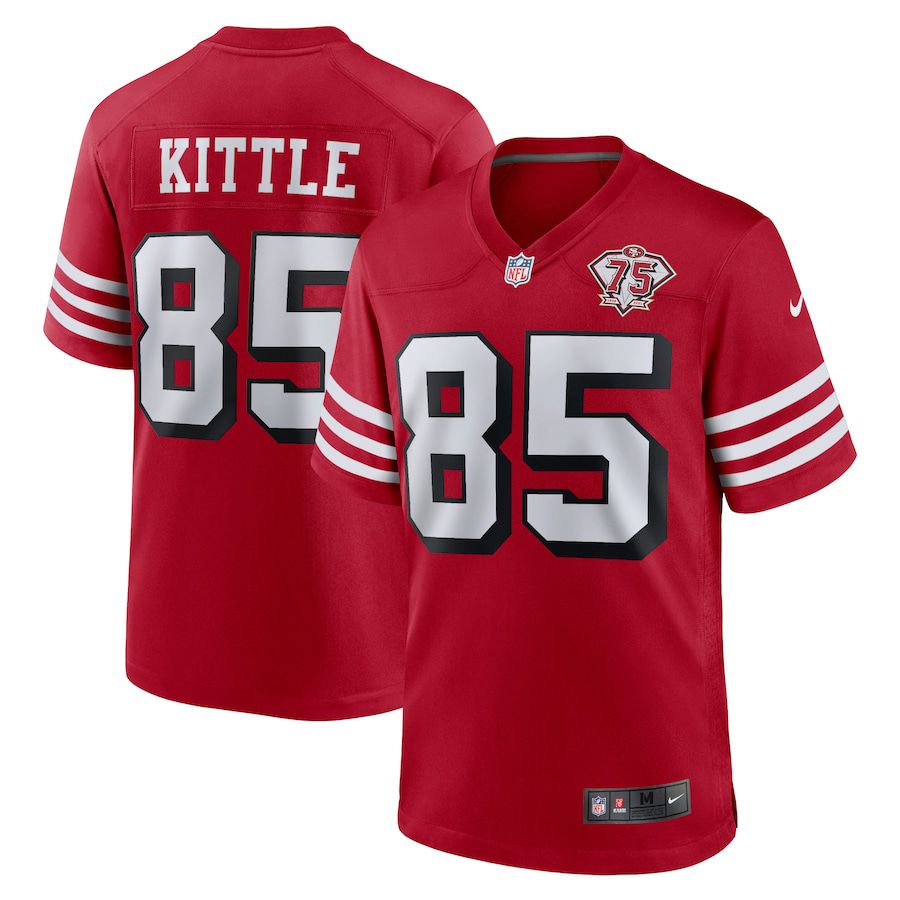 Men San Francisco 49ers #85 George Kittle Nike Scarlet 75th Anniversary Alternate Game Player NFL Jersey